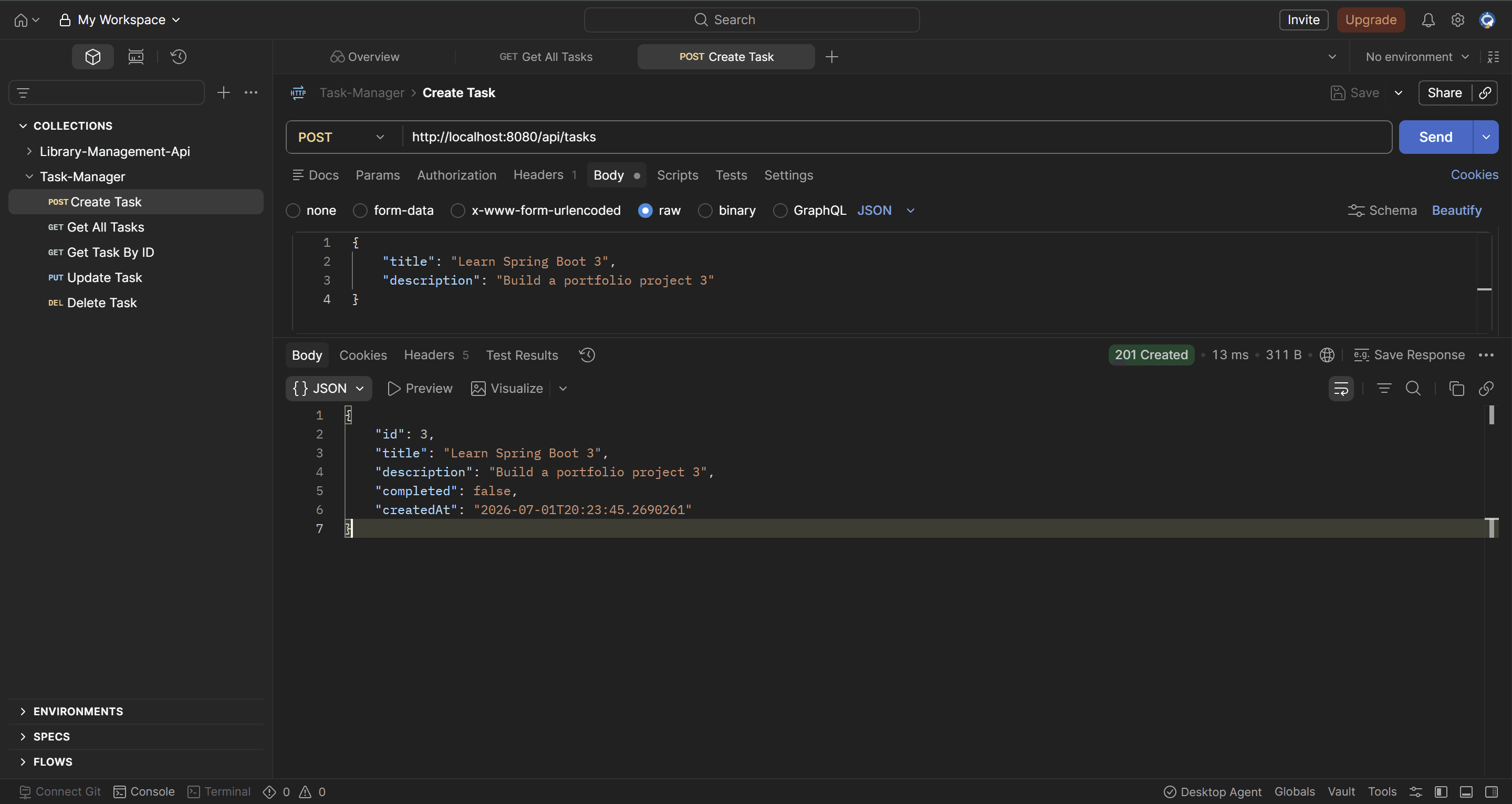 Task Manager API screenshot 1