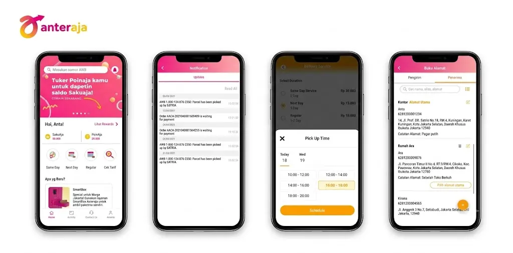 AnterAja — B2C consumer logistics app with real-time shipment tracking on Google Play Store