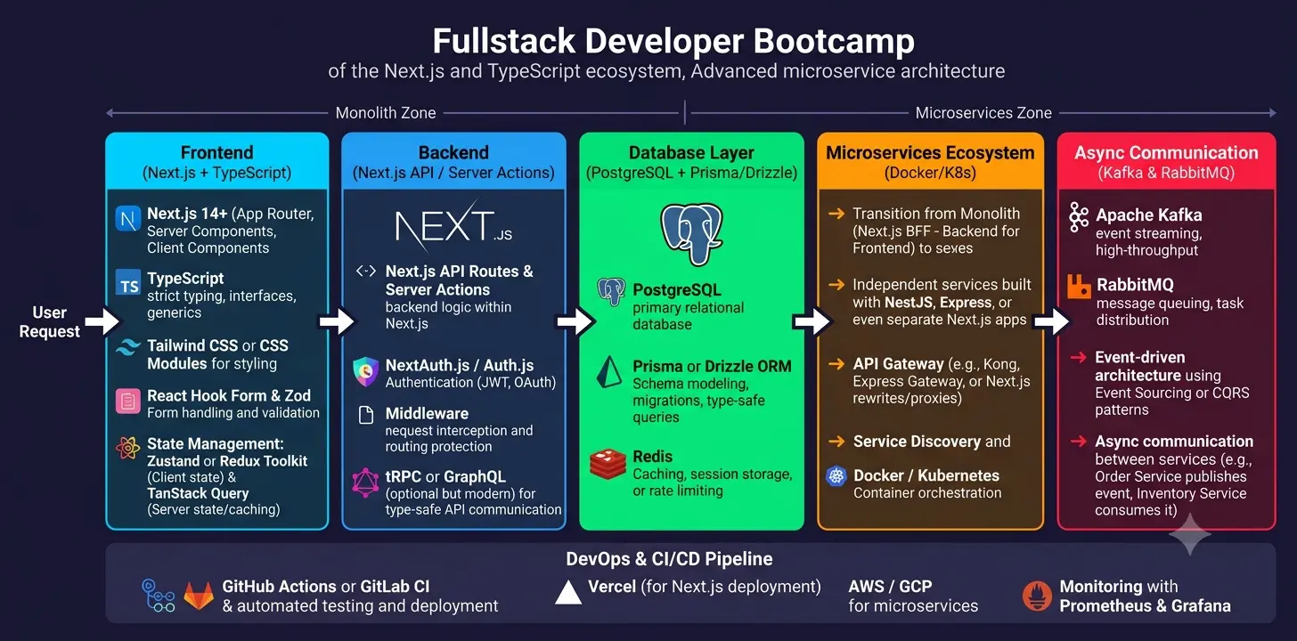 XSIS Bootcamp — Next.js and TypeScript fullstack curriculum