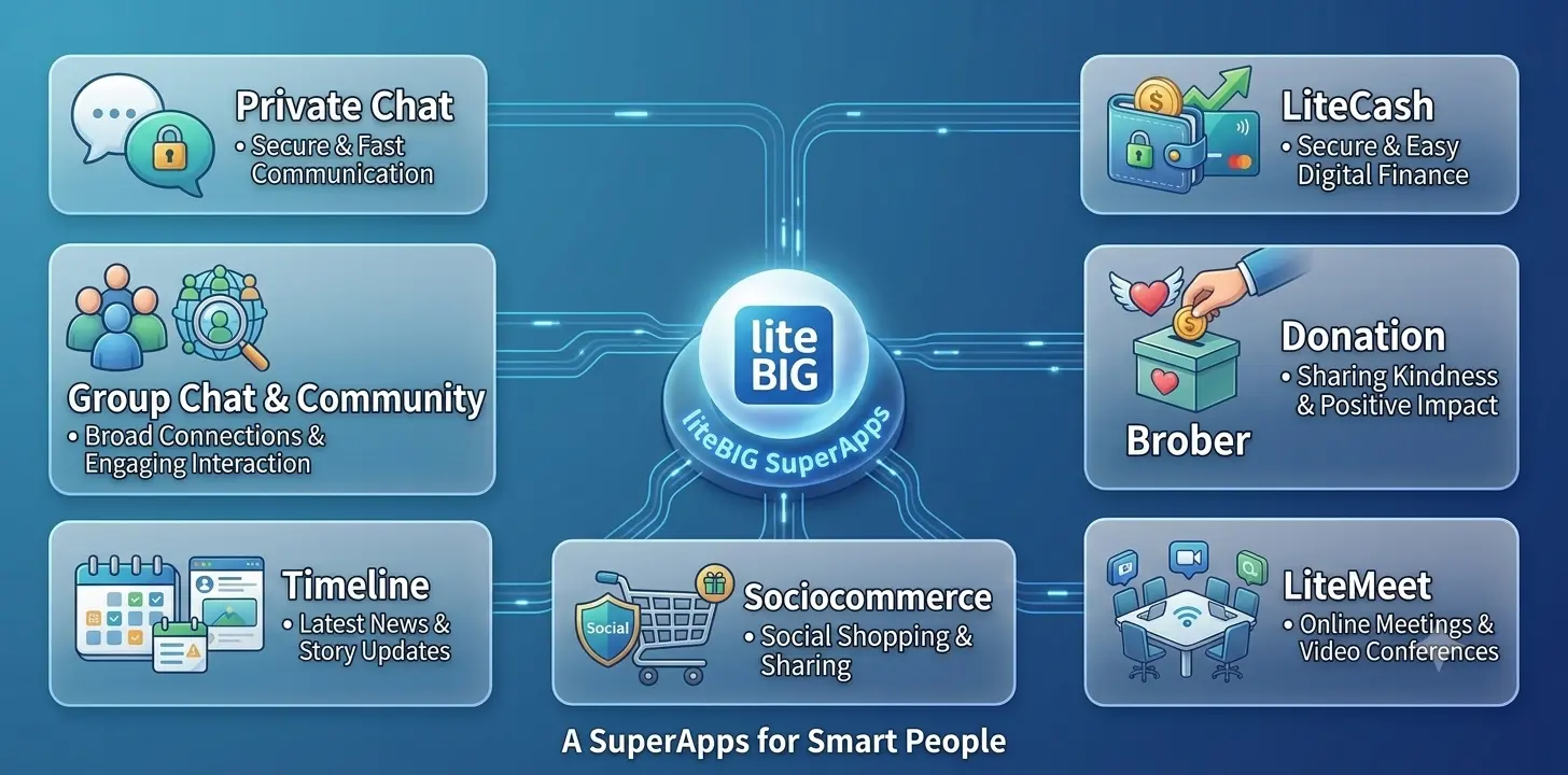 liteBIG SuperApps — multi-feature Android SuperApp with chat, social, and marketplace